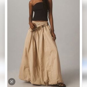Anthropologie Beige A-Line Maxi Skirt